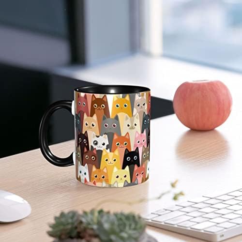 Yamegoun Cats Забавно Кафеена Чаша 11 грама - Керамични Новост, Чаена Чаша, Подаръци за Офис и Домашна Кухня, Микровълнова