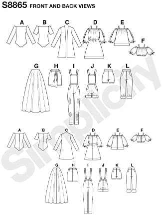 Модел за шивашки кукольной дрехи Simplicity S8865 за кукли 11,5 инча, код 8865