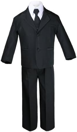 Черен костюм за момчета Unotux 7 бр. с Атласным Червена жилетка (S-20)