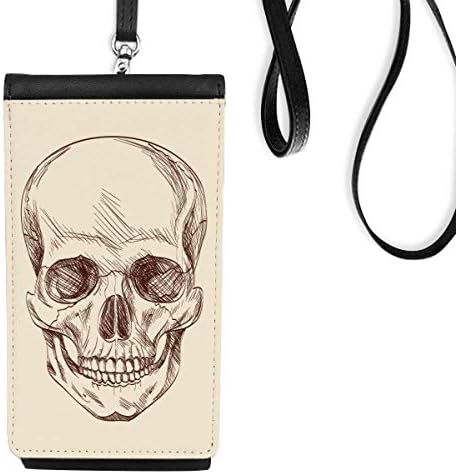 Илюстрация на човешкото l Скелета Телефон в Чантата си Портфейл Окачен Мобилен Калъф Черен Джоба