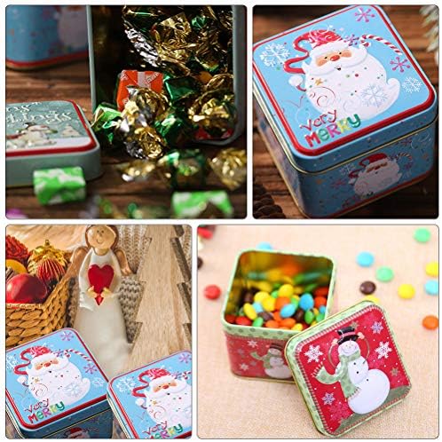UPKOCH Тенекеджия Квадратни Кутии за Бонбони Коледен Дизайн Подаръчни Кутии За Съхранение 2 елемента
