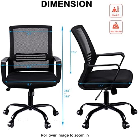 Ергономични Трапезни Столове за вашия офис, Сетчатое Стол с Подлакътник за подкрепа на Лумбалната част на гърба, Регулируема По Височина Компютърен стол на колела