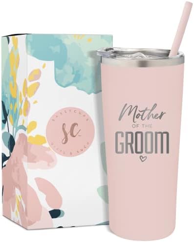 SassyCups Чаша за майката на Младоженеца | Чаша с Надпис от Неръждаема стомана с вакуумна изолация и Соломинкой за майката