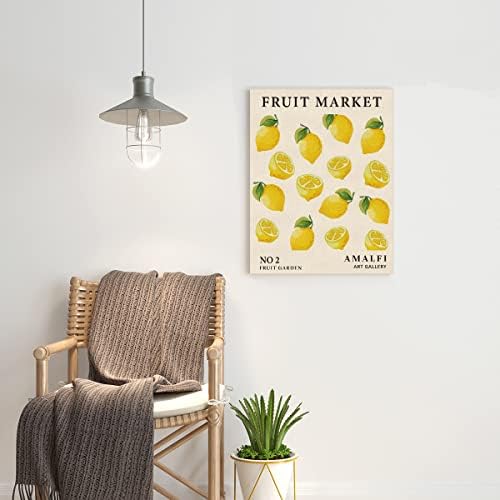 На пазара на Лимонови Плодове NISTOMISU Отпечатъци върху Платно Стенен Декор с Модерни Лимони Платно Художествена Знак Платно Плакат Подаръци за Дома Кухни 11,5 х 15