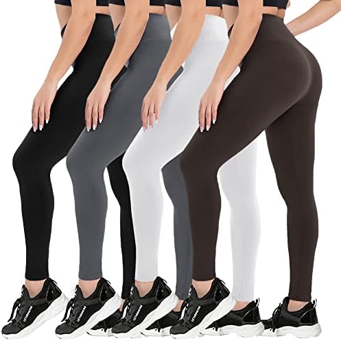 CAMPSNAIL 4 Опаковки Леггинсов с висока талия за жени - Меки Утягивающие Панталони за Йога с контрол на корема за тренировки,