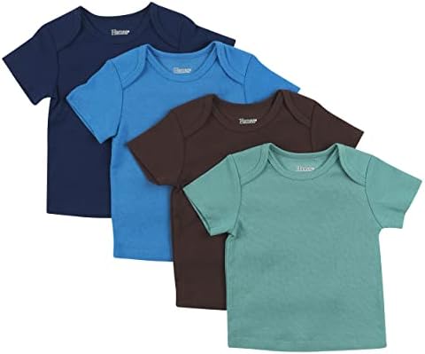 Детска тениска Hanes, Еластична риза в флекси Soft, С възможност за разширяване на рамото, Комплект от 4 теми, Синьо-зелен или Кафяво, 18-24 месеца