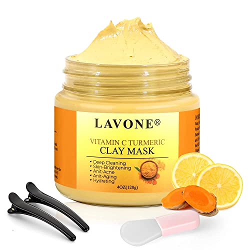LAVONE Turmeric Vitamin C Глинена маска за лице, Маска за грижа за кожата на лицето с витамин С, алое и екстракт от куркума от тъмни петна, язви, акне, която контролира съдържани?