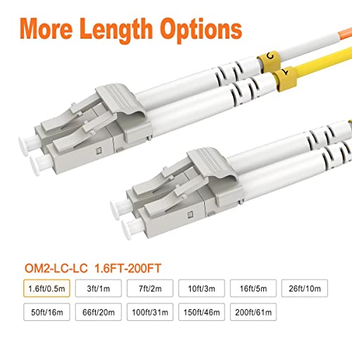 RamboCables от 0,5 м (1,6 метра), оптичен пач-кабели LC LC OM2 MMF многомодовые, Възможности 0,5 m ~ 153 м, двухшпиндельные оптични пач-въжета LC-LC, като 50 / 125μm хм, 1G/10G LSZH