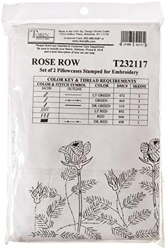 Комплект за бродерия на кръстат бод Tobin Stamped Pillowcase Pair, 20 до 30 инча, Розово редица