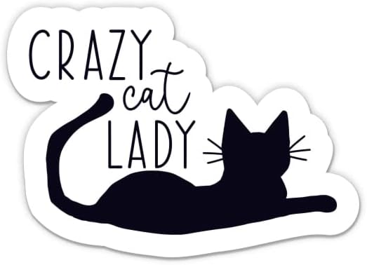 Стикер Crazy Cat Lady - 3 Стикер за лаптоп - Водоустойчив Винил за колата, телефон, Бутилки с вода - Забавно Стикер за мама