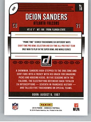 2018 Donruss Football 18 Дион Сандърс Атланта Фэлконс Официалната търговска картичка NFL