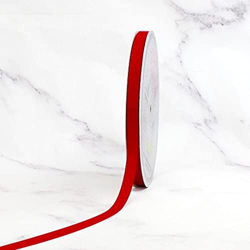 Идеи за творчество Плътна лента в голям рубчик с дължина 3/8 инча, 50 Ярда, Червена