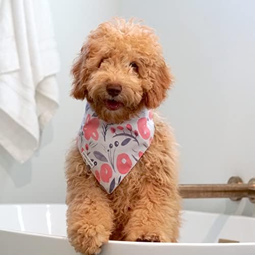 Кърпа за кучета BARKLOOM - Комплект за пикник в Париж - Розови дрехи за кучета с флорални и акварельным модел - Елегантни аксесоари за кучета за любимия си домашен любиме