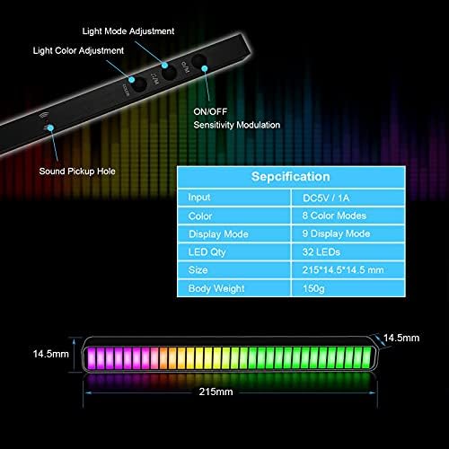 Kingshowstar USB-Ритмично лампа с гласово, 32-Битов Цветен Музикален Околния Светлина, Управление на Звука, Аудиосигнал за Кола, Украса на дома