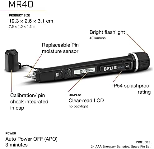 Влагомер FLIR MR277, IR камера MSX и Влагомер за разглеждане на сгради и MR40 - Дръжка за измерване на влажност