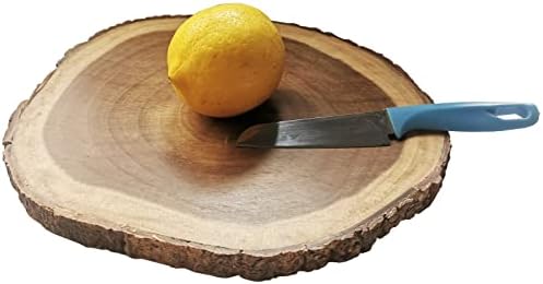 Печка с жив ръба - Сервировочное ястие от естествено дърво Кръгла дъска за Рязане от дърво Акация Чинии за сервиране на