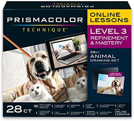 Техника Prismacolor, художествени пособия и уроци дигитално рисуване, Комплект за рисуване, животни, Ниво 3,