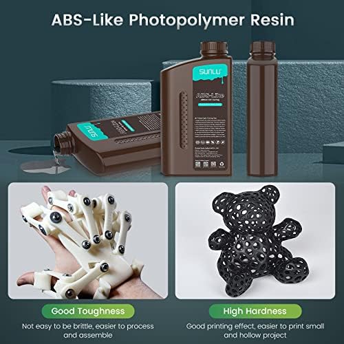 SUNLU ABS-Подобна на Смола за 3D-принтер 1 кг Сив цвят и Копринени конци за 3D-принтер, Лъскави Копринени конци