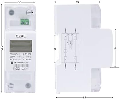 NYCR DDS226D-2Т LCD монофазен брояч на енергия на Din-шина 110, 120, 220, 230, 240; 5 (65) А, 10 (100) А или по специална поръчка (Цвят: DDS226D-2P размер: 100A)