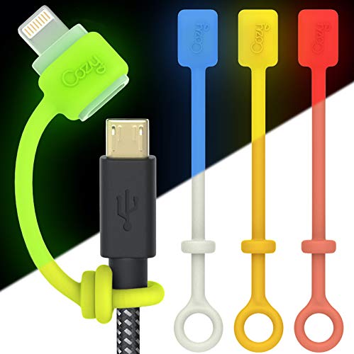 Удобен [4 опаковки] Притежателя адаптер за зарядно кабел, съвместим с адаптери (C USB, Micro USB, Apple Молив) | идеален за кола, пътуване (Glow - 4 опаковки)