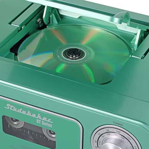 Портативен стерео CD плейър Studebaker Bluetooth, стереоприемник AM / FM и касетофон / записващо устройство (Бирюзово-сребрист)