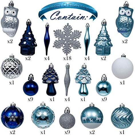 Комплект коледна украса Severin Madelyn Winter Wishes от синьо сребро (2 броя) 80 карата Различни форми и размери, Коледни украси и Коледни Ангелочек на коледната елха