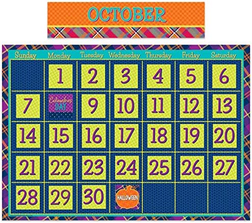Еврика Многоцветен Карирани Календар Обяви Комплект За Украса на Класната стая, 83 бр.