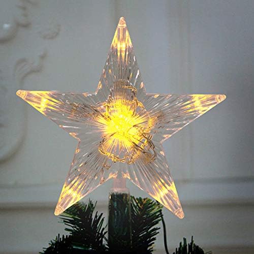 Коледно Дърво Topper Звезда с Led Подсветка Звезда На Върха на Дървото Селски Празнични Коледни Топперы На Батерии