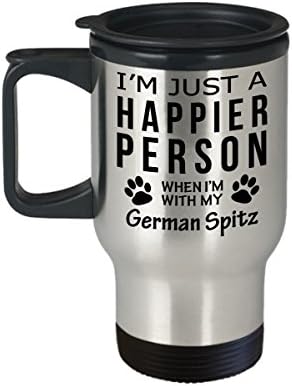 Кафеена Чаша За Любителите на кучета В Пътуване - Щастлив Човек С Немски шпицем -Подаръци За спасението на Собствениците на Домашни Любимци