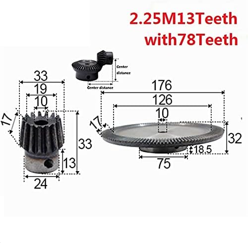 ZHENGGUIFANG ZGF-BR 2 елемента 1: 6 Конуса обратно с модула 2,25 13 зъбите 78 зъбите Вътрешен отвор 10 мм 90 градуса автомобил