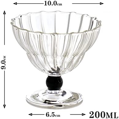 Комплект чаши за сладолед GAOGAO, Десертни Стъклени Чашки с Лъскава лъжица, Бар или Кухненски Прибори за коктейли (един прозрачна чашка в ивица, 200 мл)