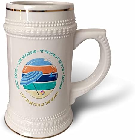 3. Американски плажове - Кемил Бряг на езерото Мичиган, Индиана. - чаша за стейна на 22 унция (stn-375515-1)