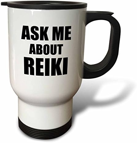 3dRose Питайте ме за Рейки, Рекламирайте своята работа по изцелението на Рейки, Обява за работа, Реклама и Самореклама Чаша