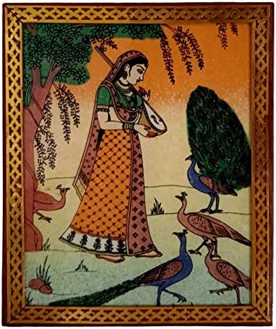 Purpurea Дървена Ковчег за Стенописи, със Скъпоценни Камъни Folk Lady Ragini: Коллекционный Сувенирен Подарък,