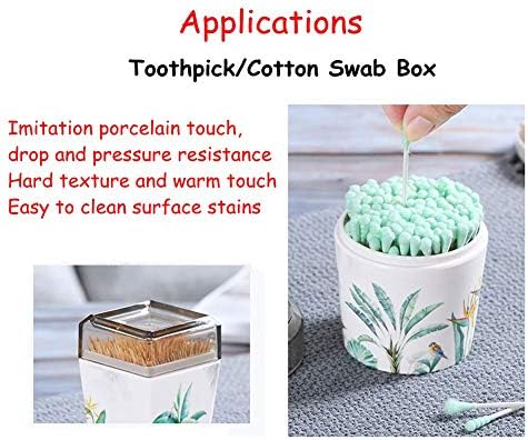 HomDSim 2 ОПАКОВКИ Кутия за памучни тампони и Държач за клечки за зъби Кутия За Съхранение на Грим С Изглед Към Градина