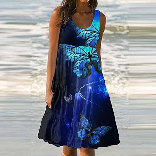 Рокли Midi FQZWONG за Жени, Летни Елегантни Рокли за Почивка на Плажа, Струящиеся Sundresses, Модни Реколта Клубна