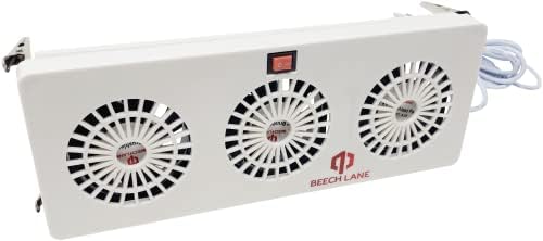 Оребрена вентилатора на изпарителя на хладилника Beech Lane 12V, три вентилатора За максимален поток на въздуха, се монтира директно към ребрата на изпарителя, елегантен