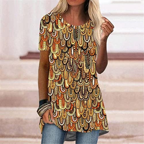Блузи-ризи за жени с Дълъг/Къс ръкав, Тениски Свободно Намаляване с V-образно деколте и Коледните Елени, Есенни Дълги Ризи за носене с Гамаши