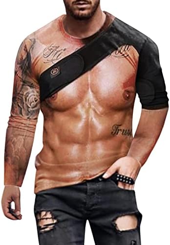 WOCACHI/мъжки тениски Solider с дълъг ръкав, улични тениски с 3D цифрово принтом мускулите, Забавни вечерни Костюми, тренировочная