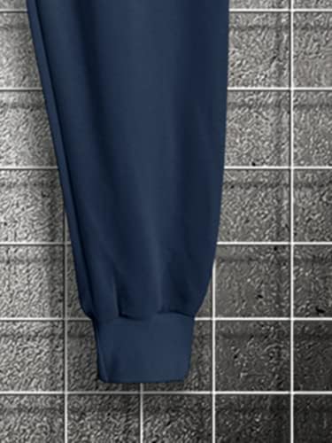 FIOXA / Мъжки облекла от две части, Мъжка тениска с писмото шарките и спортни панталони с завязками на талията (Цвят: синьо и бяло Размер: X-Large)