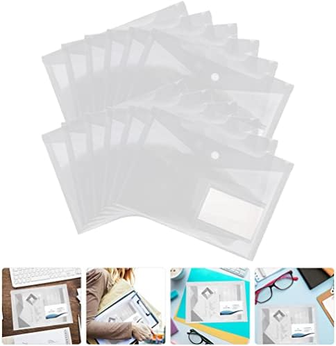 Operitacx 12 бр. Пластмасови Пликове с цип Пластмасови Прозрачни Папки, Папки За Документи, Пластмасови Папки с Файлове във Формат A5, Пликове за Файлове с Джоб за Етикети