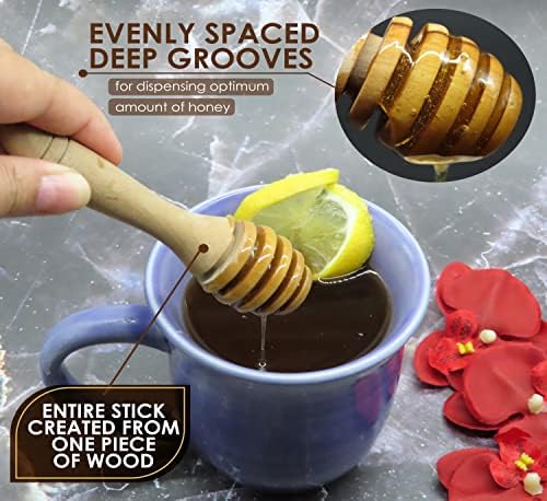 Наставка-ковшик за мед от маслиново дърво - набор от 3 (5/7/9) & 1 Дървена лъжица, използвайте накрайник за мед на чаша чай и като сервиране за мед, краен за мед, лъжичка за