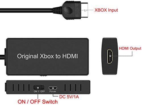 Кабел HD Линк за оригиналния Xbox Оригиналния Xbox конвертор HDMI Автоматично открива и преобразува компонентен сигнал