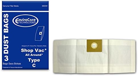 Сменяеми торбички за прах за прахосмукачка EnviroCare, произведени на принципа на магазинного прахосмукачка All Around Type C обем 3 литра и 6 опаковки