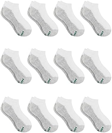Спортни чорапи Hanes boys Extra Durable No Show Multipack, Бели, среден размер - 9-2,5 долара на САЩ
