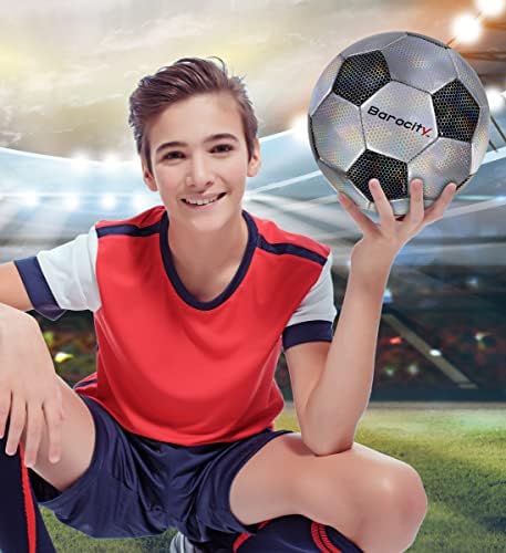 Футболна топка Barocity Classic – Официална топка за момчета и момичета от премиум-клас с светлоотразителен розови шестигранным дизайн, издръжлив, за тренировки на закри?