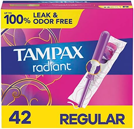 Тампони Tampax Radiant Нормална попиваща способност с Пластмасов апликатор, не съдържа BPA и защитно оплеткой,