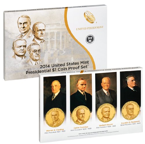 Комплект За проверка на президентските долара Монетния двор на САЩ през 2014 година на издаване