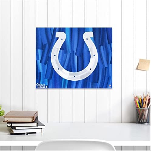 Логото на Indianapolis Colts 16 x 20 със Синьо Абстрактен Фон В Галерия, Украсена с Жиклеем - Оригинално Изкуство и
