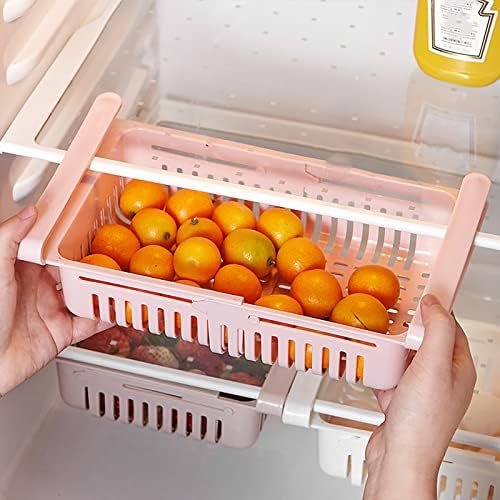 Кутия-органайзер за хладилник, прибиращ се поставка за съхранение на яйца, зеленчуци, плодове, кошница за източване, 2 опаковки